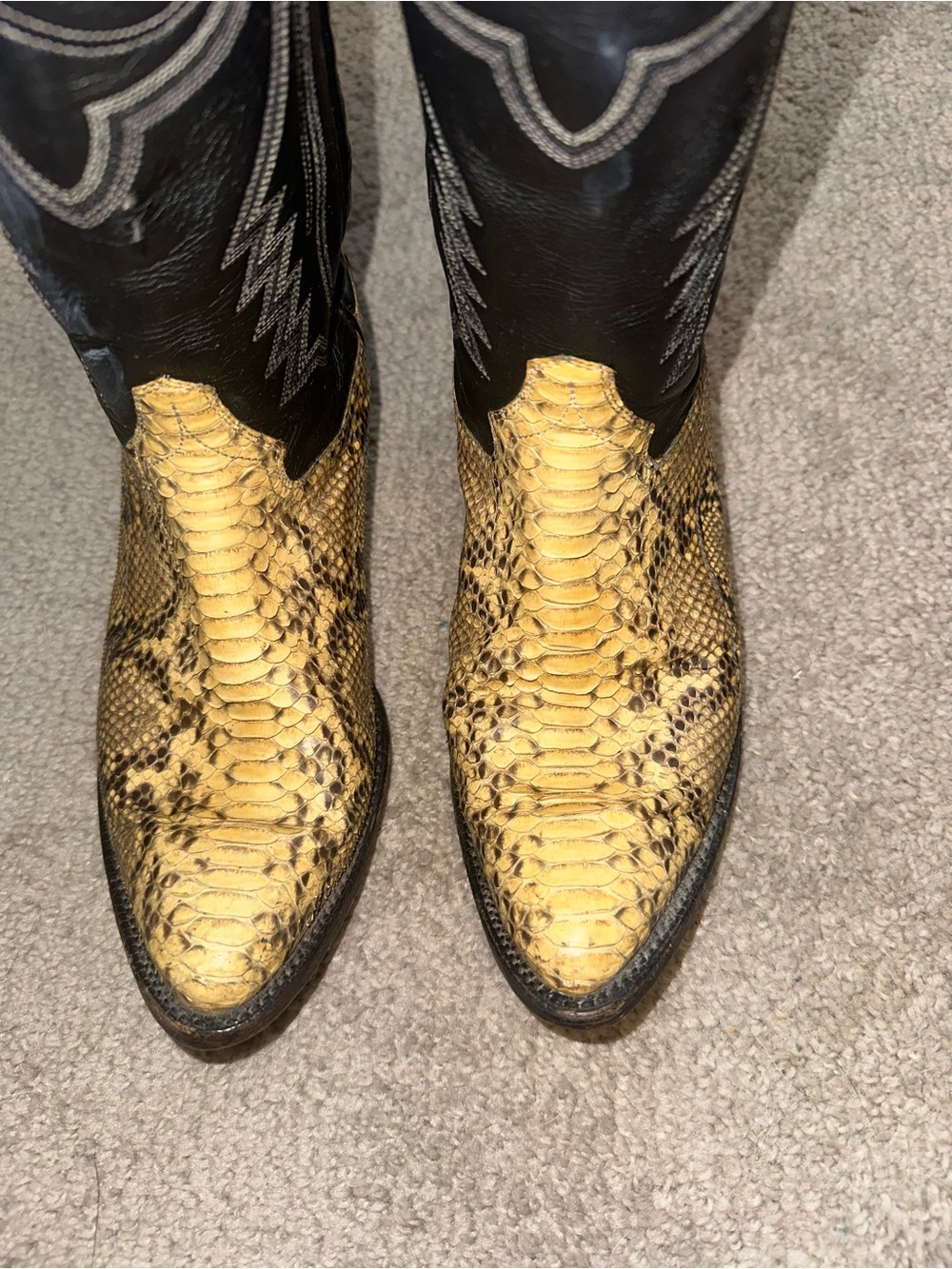 Vintage Panhandle Slim Genuine Python Snakeskin Cowboy Boots Womens 8 B Mexico